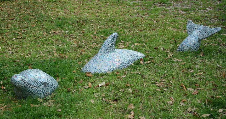 Dolphin in Yard Mosaic Artwork