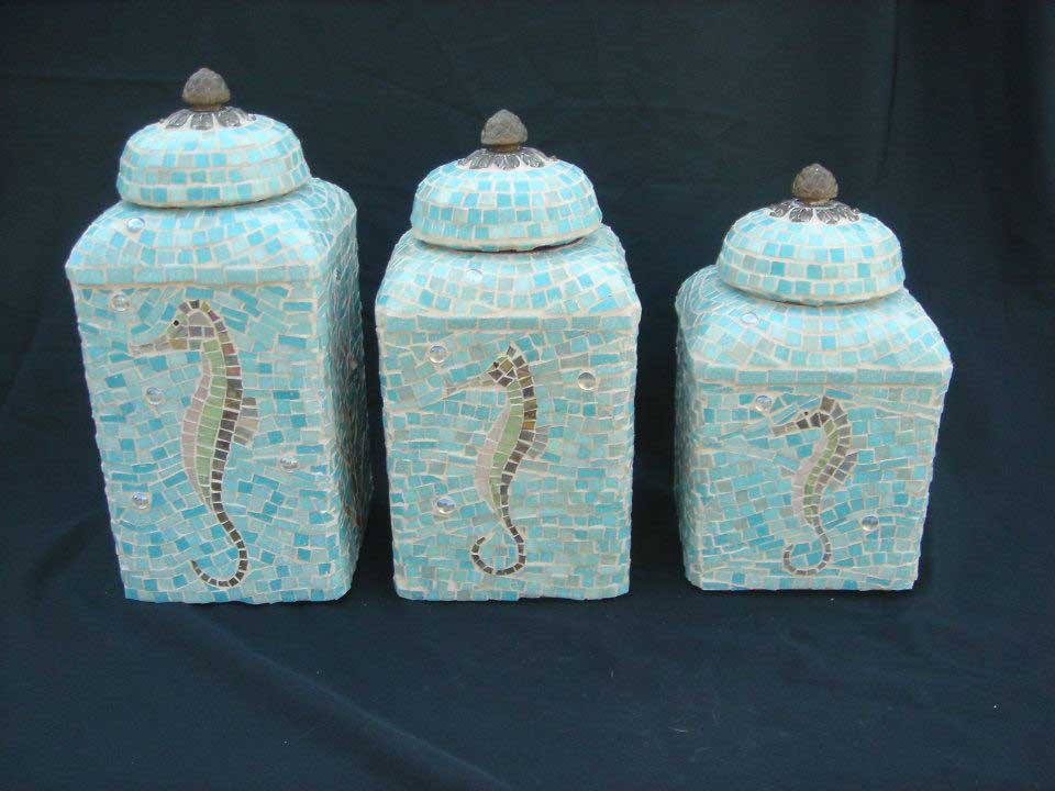 Seahorse Mosaic Containers